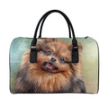 Vintage Pomeranian Portrait Leather Duffel Bag