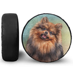 Vintage Pomeranian Portrait Leather Spare Tire Cover