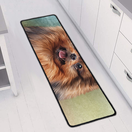 Vintage Pomeranian Portrait Long Kitchen Mat