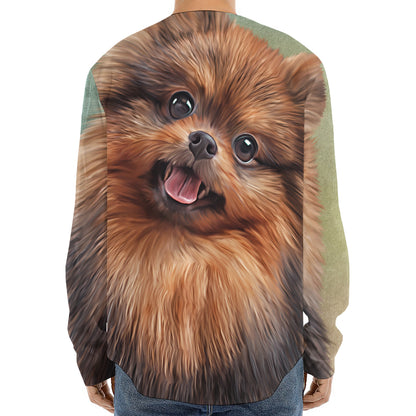 Vintage Pomeranian Portrait Long Sleeve Baseball Jersey