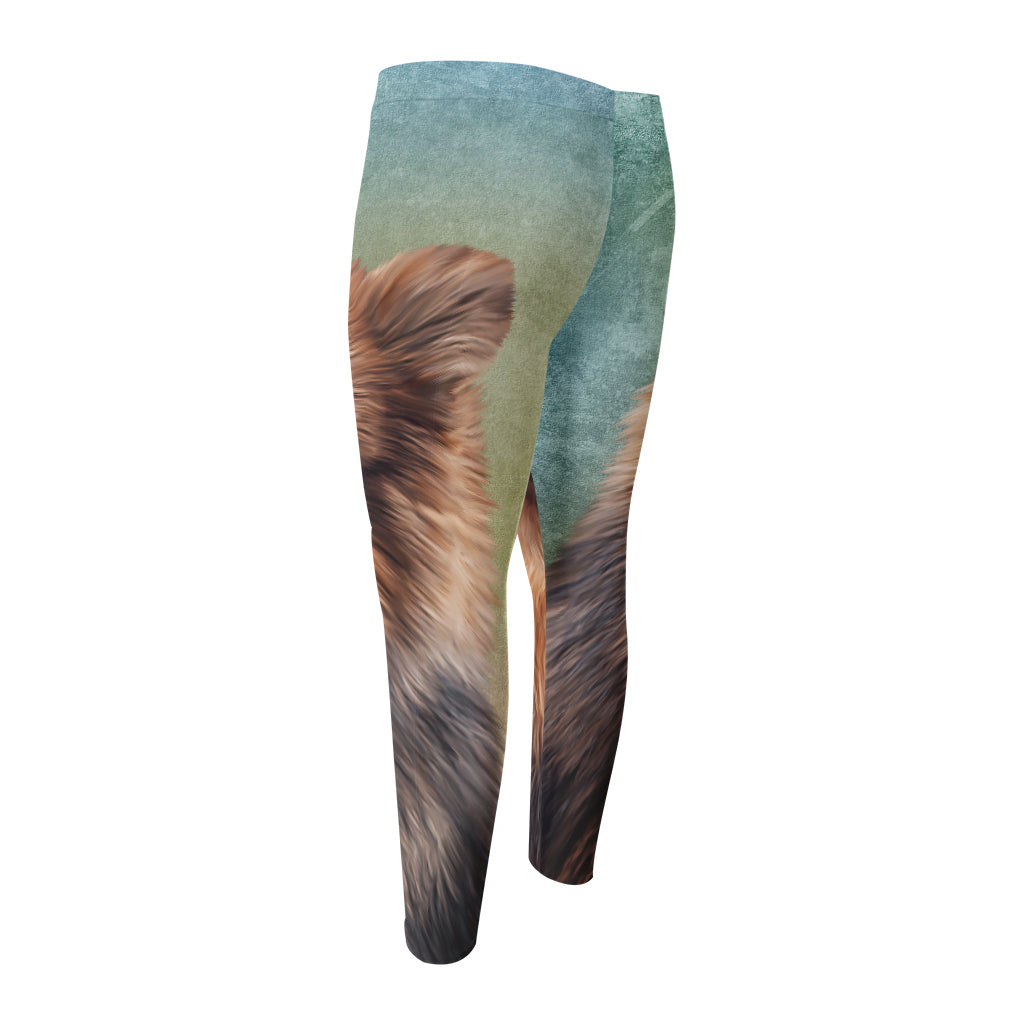 Vintage Pomeranian Portrait Men's Compression Pants