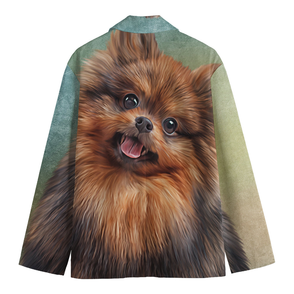 Vintage Pomeranian Portrait Men's Cotton Blazer