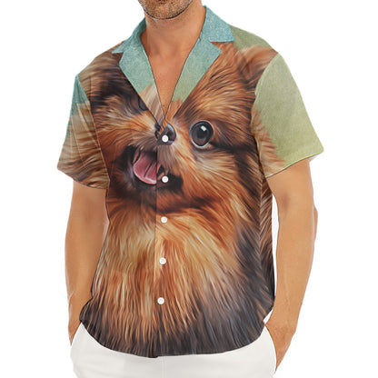 Vintage Pomeranian Portrait Men's Deep V-Neck Shirt