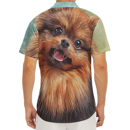 Vintage Pomeranian Portrait Men's Deep V-Neck Shirt