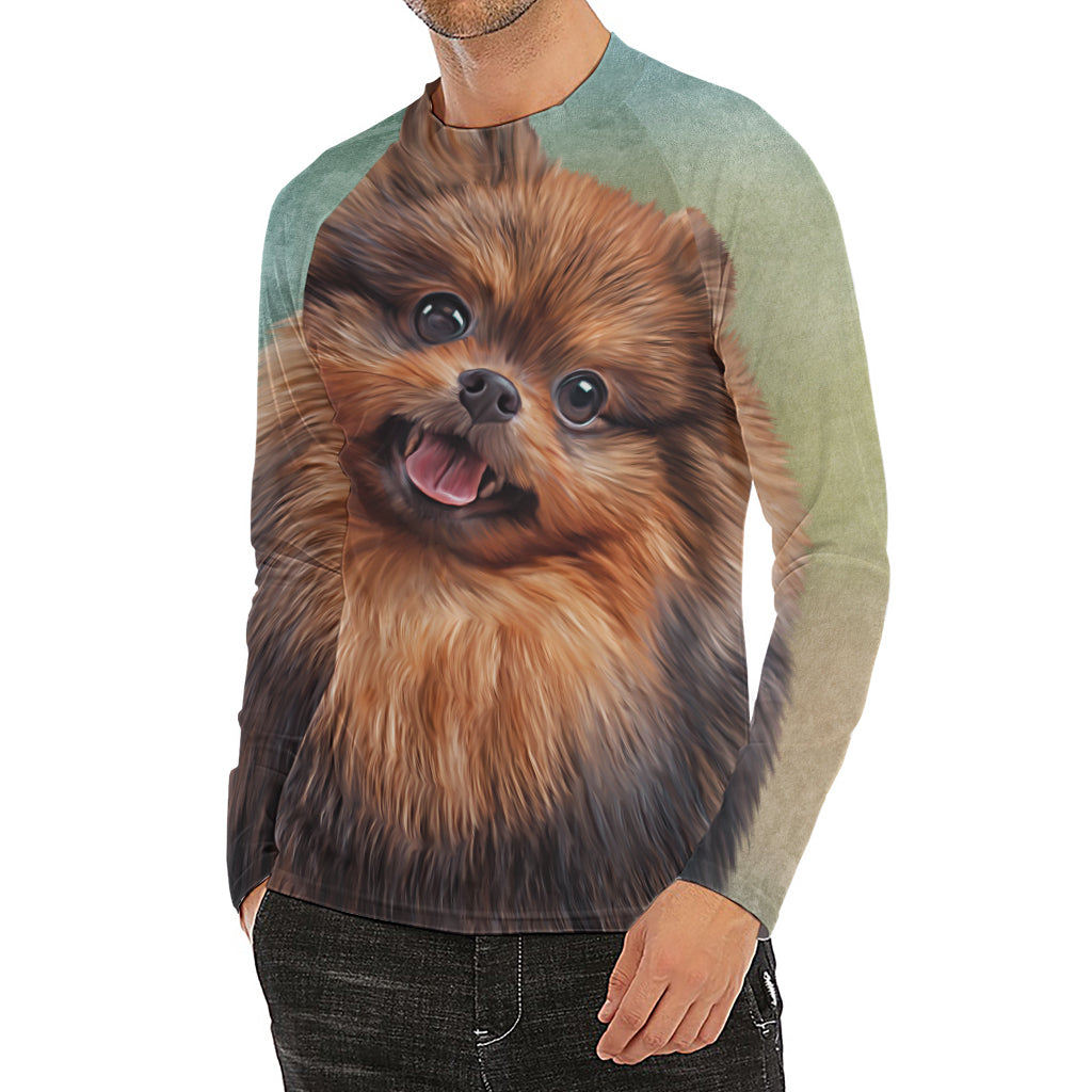Vintage Pomeranian Portrait Men's Long Sleeve Rash Guard