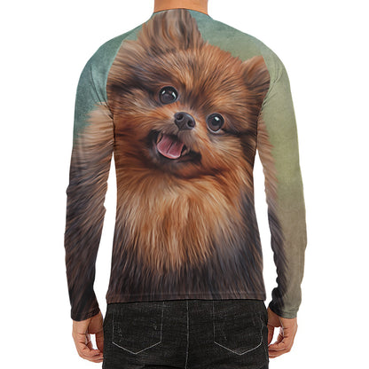 Vintage Pomeranian Portrait Men's Long Sleeve Rash Guard