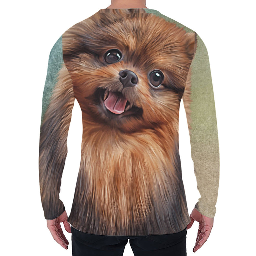 Vintage Pomeranian Portrait Men's Long Sleeve T-Shirt