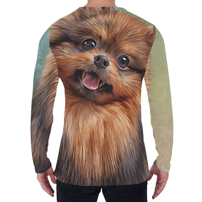 Vintage Pomeranian Portrait Men's Long Sleeve T-Shirt