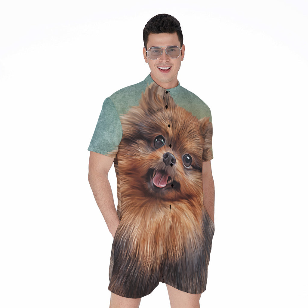 Vintage Pomeranian Portrait Men's Rompers