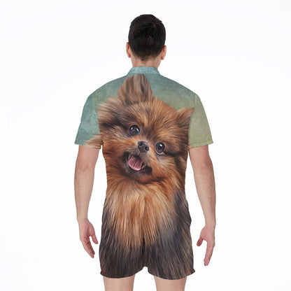 Vintage Pomeranian Portrait Men's Rompers