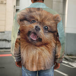 Vintage Pomeranian Portrait Men's Shirt Jacket