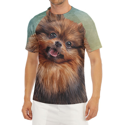 Vintage Pomeranian Portrait Men's Short Sleeve Rash Guard
