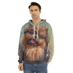Vintage Pomeranian Portrait Men's Velvet Pullover Hoodie