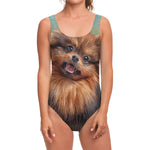 Vintage Pomeranian Portrait One Piece Swimsuit