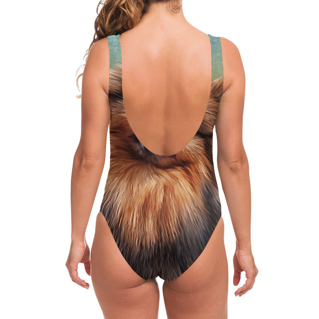 Vintage Pomeranian Portrait One Piece Swimsuit