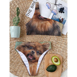 Vintage Pomeranian Portrait One Shoulder Bikini Top