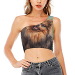 Vintage Pomeranian Portrait One Shoulder Crop Top