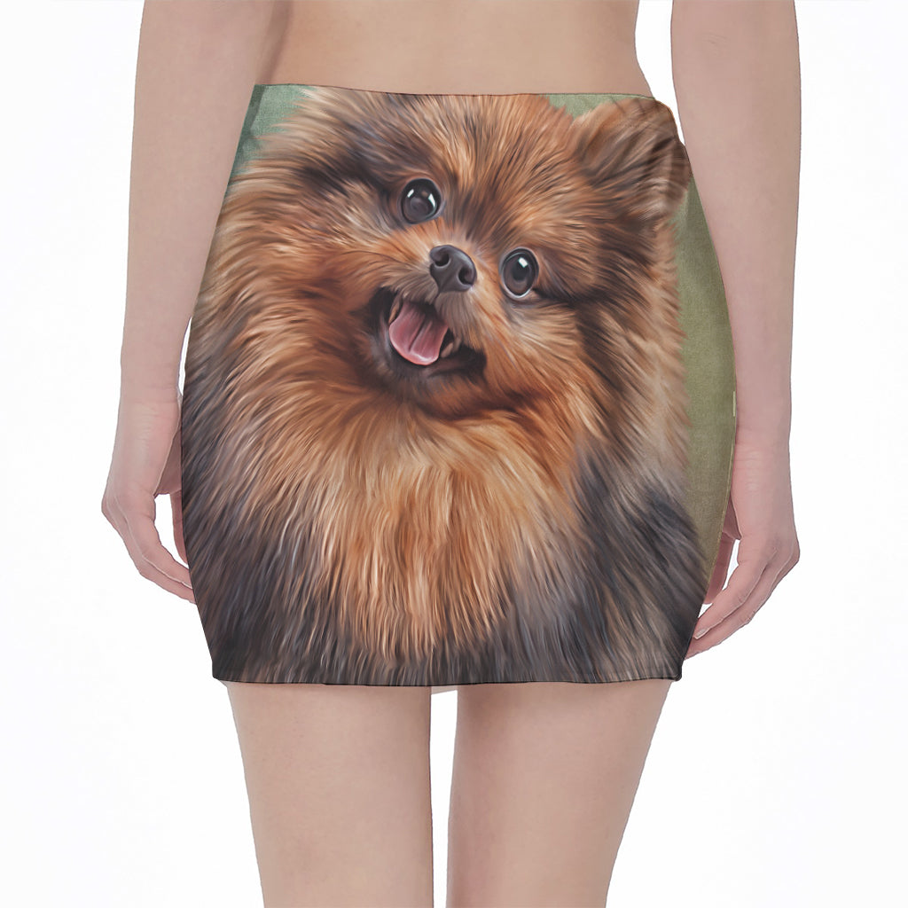 Vintage Pomeranian Portrait Pencil Mini Skirt
