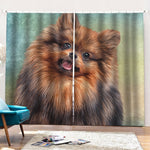 Vintage Pomeranian Portrait Pencil Pleat Curtains