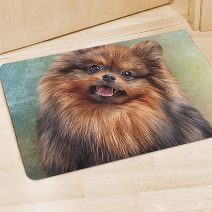 Vintage Pomeranian Portrait Polyester Doormat
