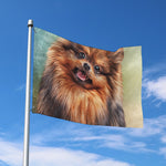 Vintage Pomeranian Portrait Polyester Flag