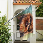 Vintage Pomeranian Portrait Polyester Flag