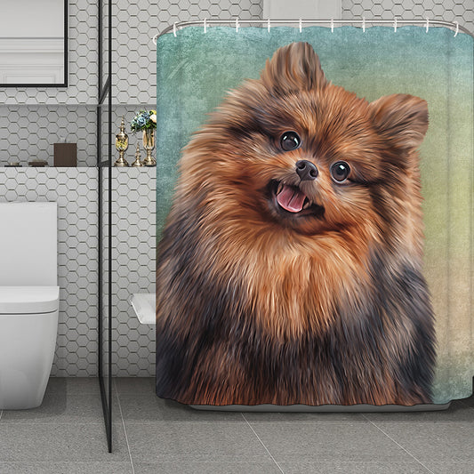 Vintage Pomeranian Portrait Polyester Shower Curtain