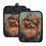 Vintage Pomeranian Portrait Pot Holders With Pocket