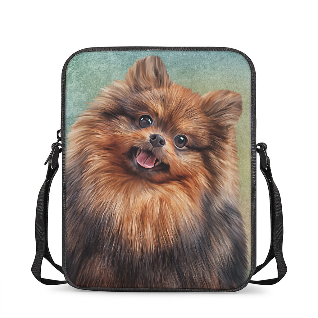 Vintage Pomeranian Portrait Rectangular Crossbody Bag