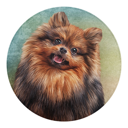 Vintage Pomeranian Portrait Round Blanket