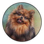 Vintage Pomeranian Portrait Round Floor Mat