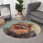 Vintage Pomeranian Portrait Round Rug