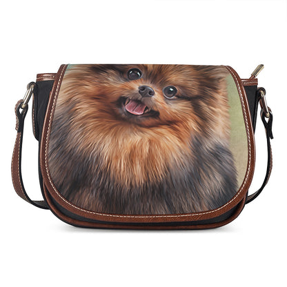 Vintage Pomeranian Portrait Saddle Bag