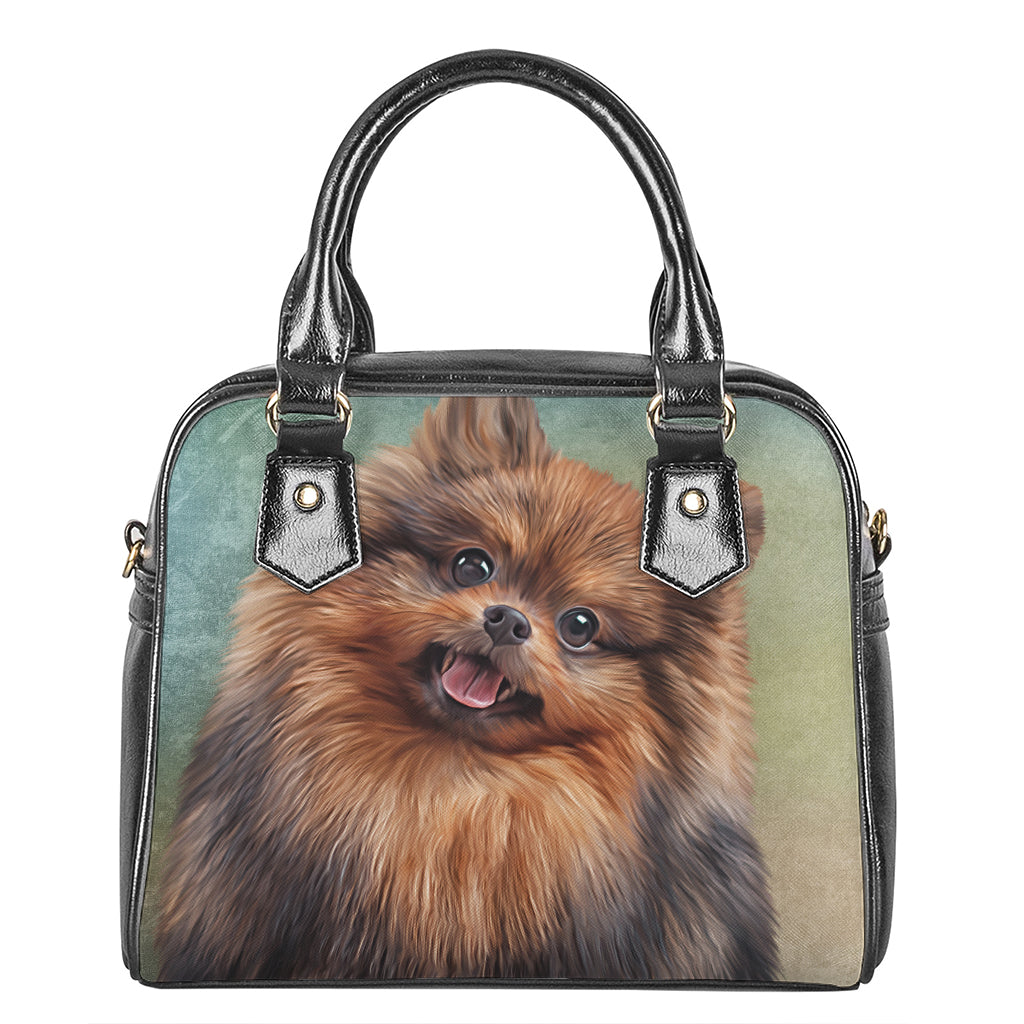 Vintage Pomeranian Portrait Shoulder Handbag