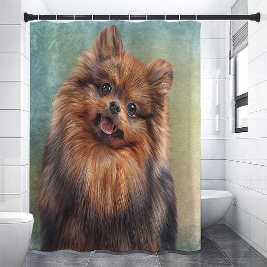 Vintage Pomeranian Portrait Shower Curtain
