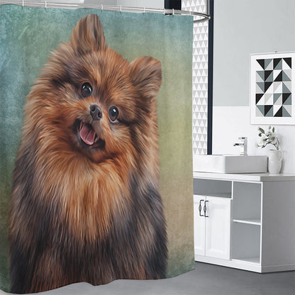 Vintage Pomeranian Portrait Shower Curtain