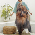 Vintage Pomeranian Portrait Silk V-Neck Kaftan Dress