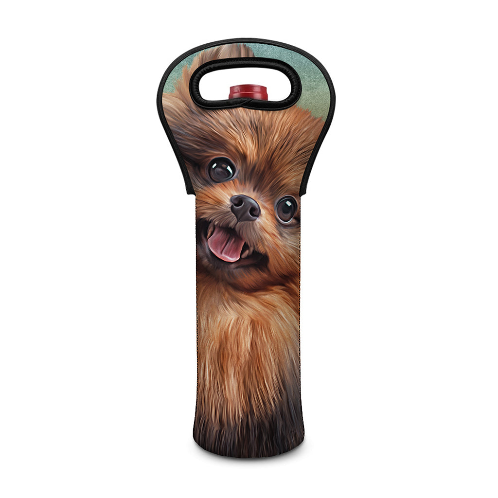 Vintage Pomeranian Portrait Single Neoprene Wine Tote
