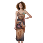 Vintage Pomeranian Portrait Slim Fit Midi Cami Dress