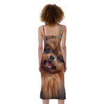 Vintage Pomeranian Portrait Slim Fit Midi Cami Dress