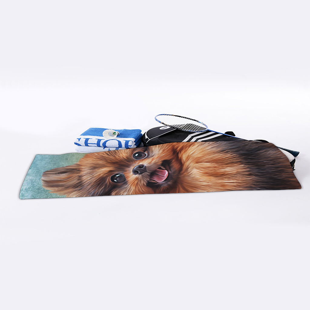 Vintage Pomeranian Portrait Sports Towel