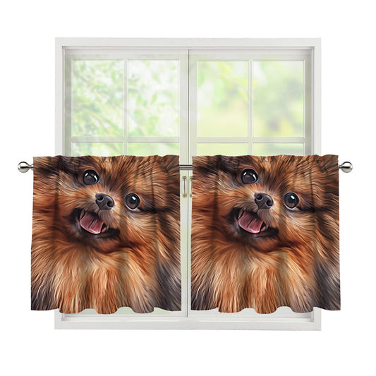 Vintage Pomeranian Portrait Tier Curtains