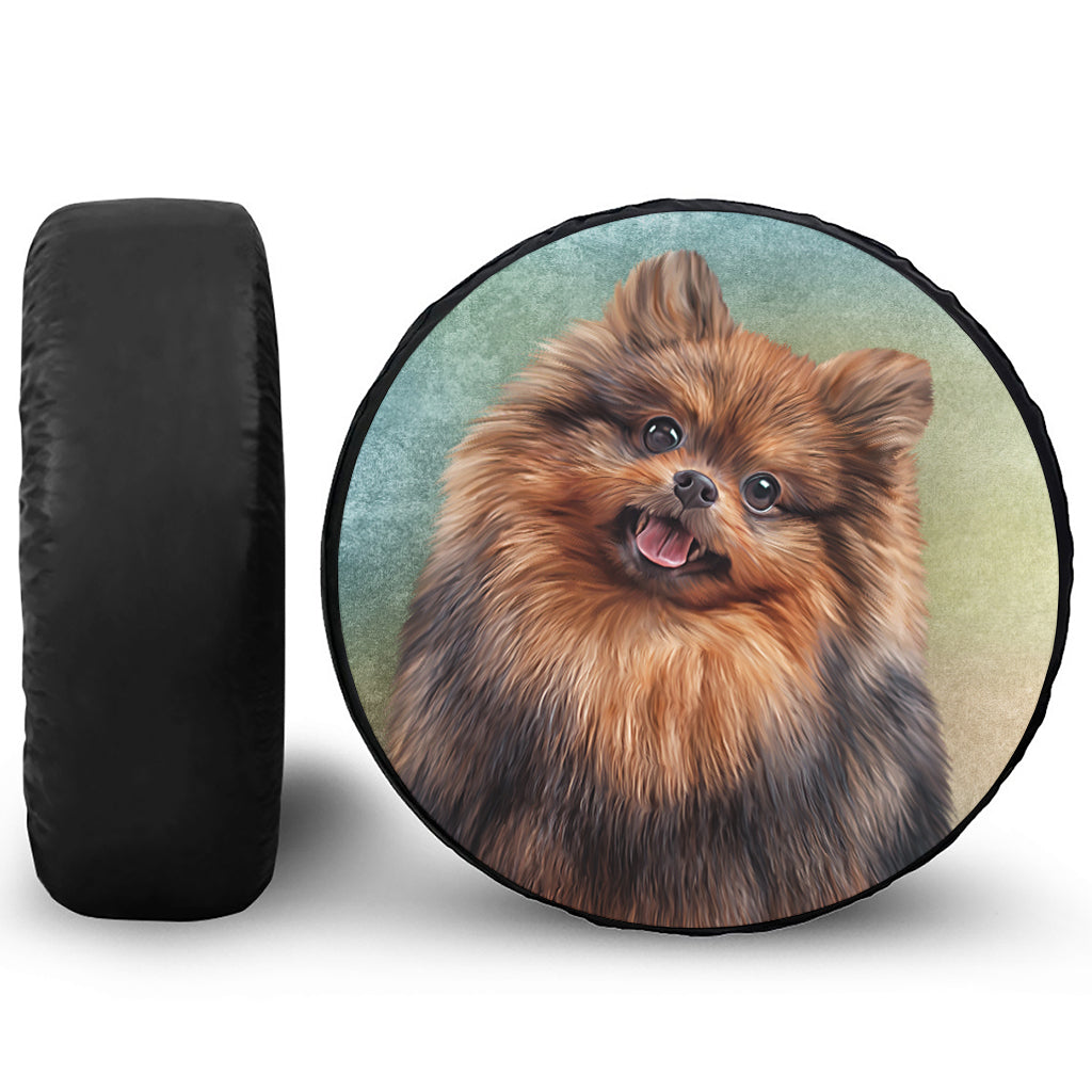 Vintage Pomeranian Portrait Tire Cover