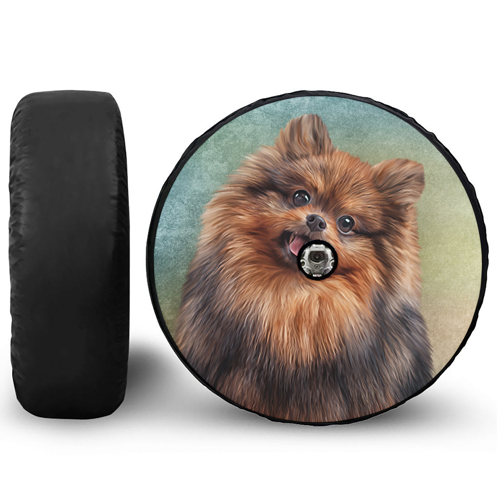 Vintage Pomeranian Portrait Tire Cover With Camera Hole