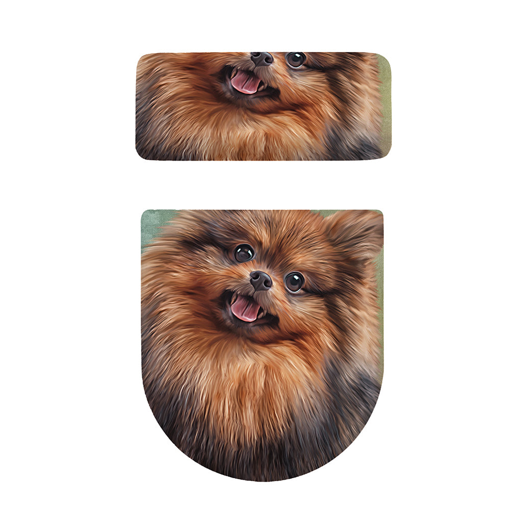 Vintage Pomeranian Portrait Toilet Lid And Tank Cover Set