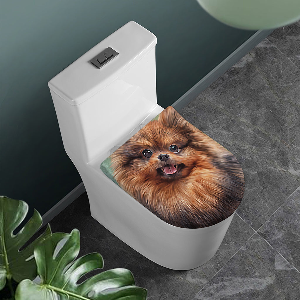 Vintage Pomeranian Portrait Toilet Lid Cover