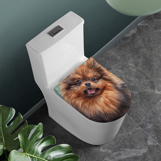 Vintage Pomeranian Portrait Toilet Lid Cover