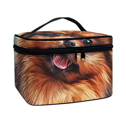 Vintage Pomeranian Portrait Travel Makeup Bag