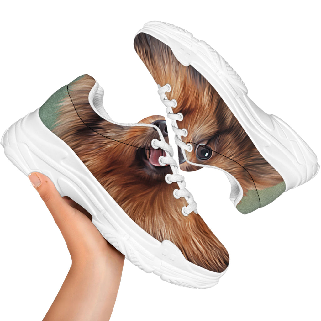 Vintage Pomeranian Portrait White Chunky Shoes
