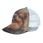 Vintage Pomeranian Portrait White Mesh Trucker Cap